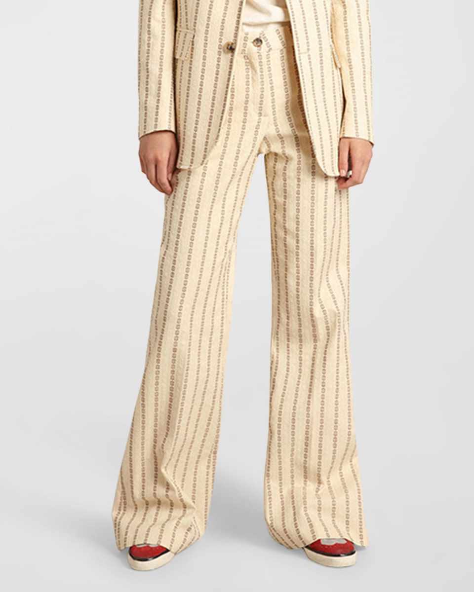 Journey Cotton Canvas Jacquard Flared Pants